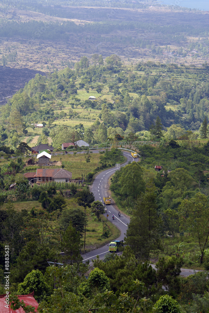 Road on the slope of Gunung Batur, Bali