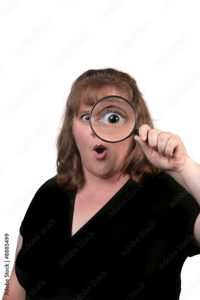 Surprised Nosy Woman Finding Out Something Shocking Surprised Nosy Woman Finding Out Something Shocking