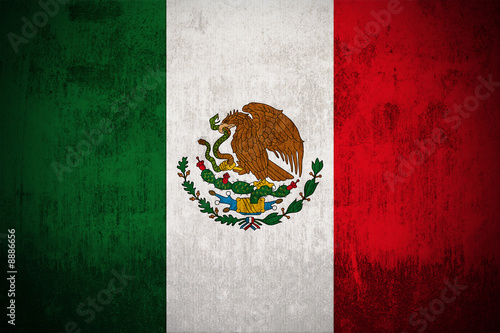 Weathered Flag Of Mexico, fabric textured #8886656