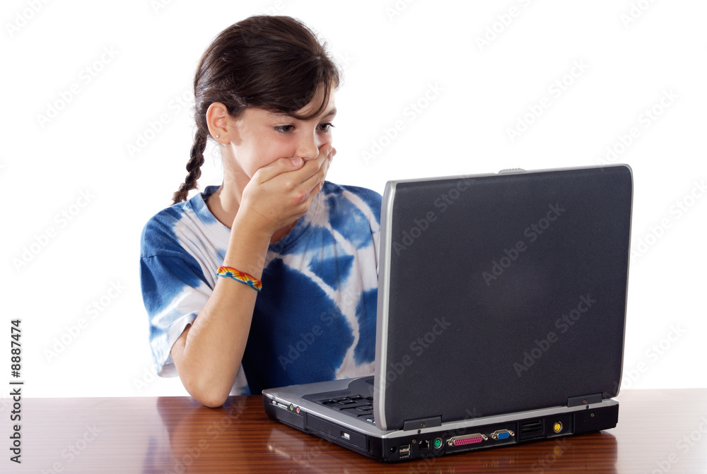 girl on the Internet with face surprise girl on the Internet with face surprise