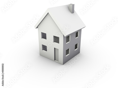 An isolated small gray house on white background