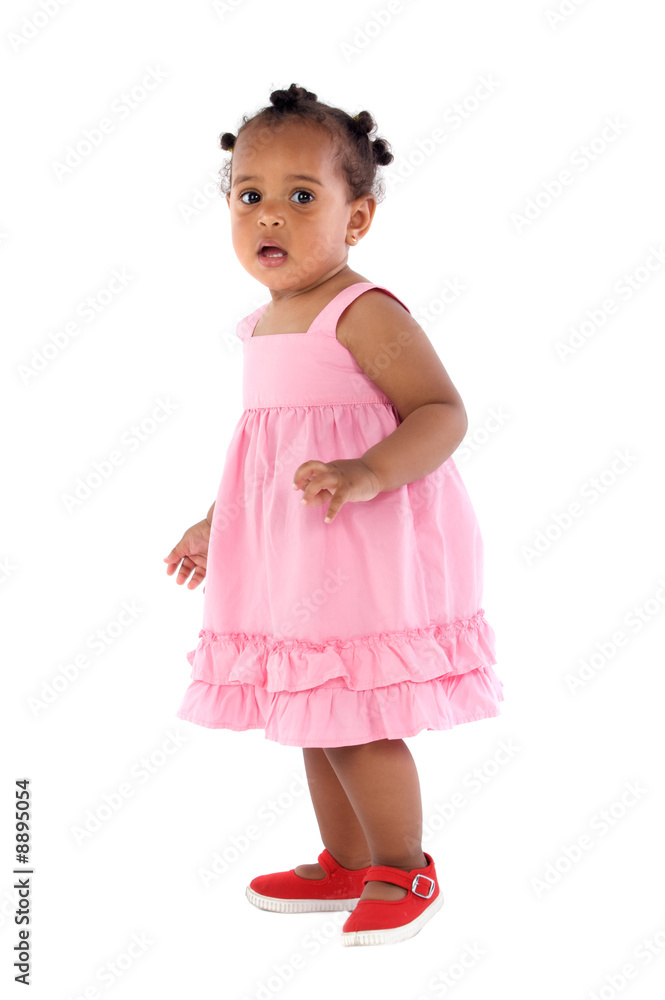 adorable baby pink dressed a over white background adorable baby pink dressed a over white background