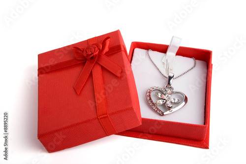 Necklace In a Gift Box. Studio macro shot