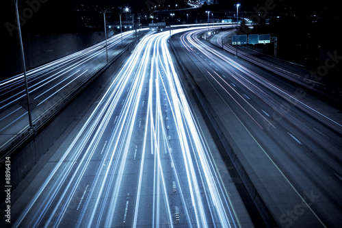 A time exposure shot of rush hour traffic