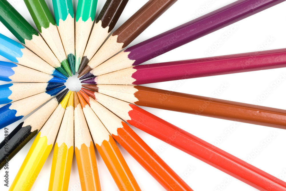 Fototapeta premium Color pencils on a white background