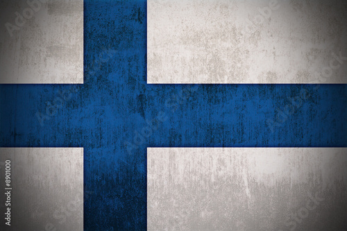 Weathered Flag Of Finland, fabric textured..