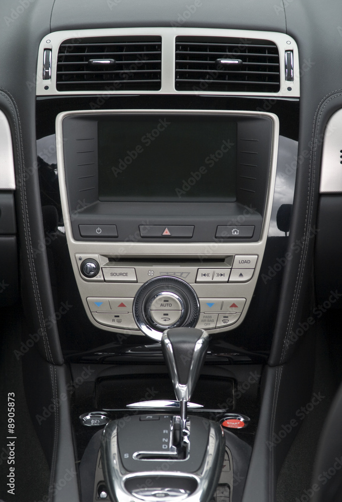 center console and gear stick on luxury saloon car center console and gear stick on luxury saloon car