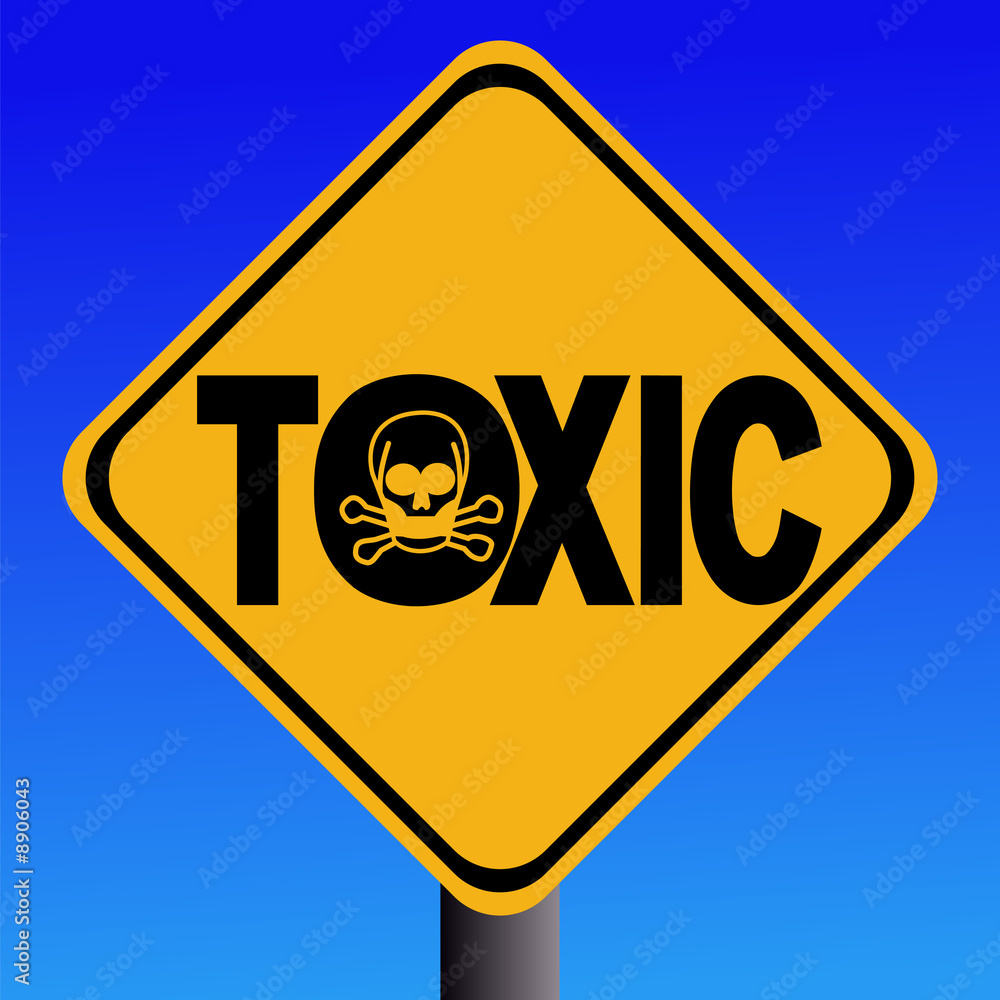 warning toxic text sign with skull symbol illustration warning toxic text sign with skull symbol illustration