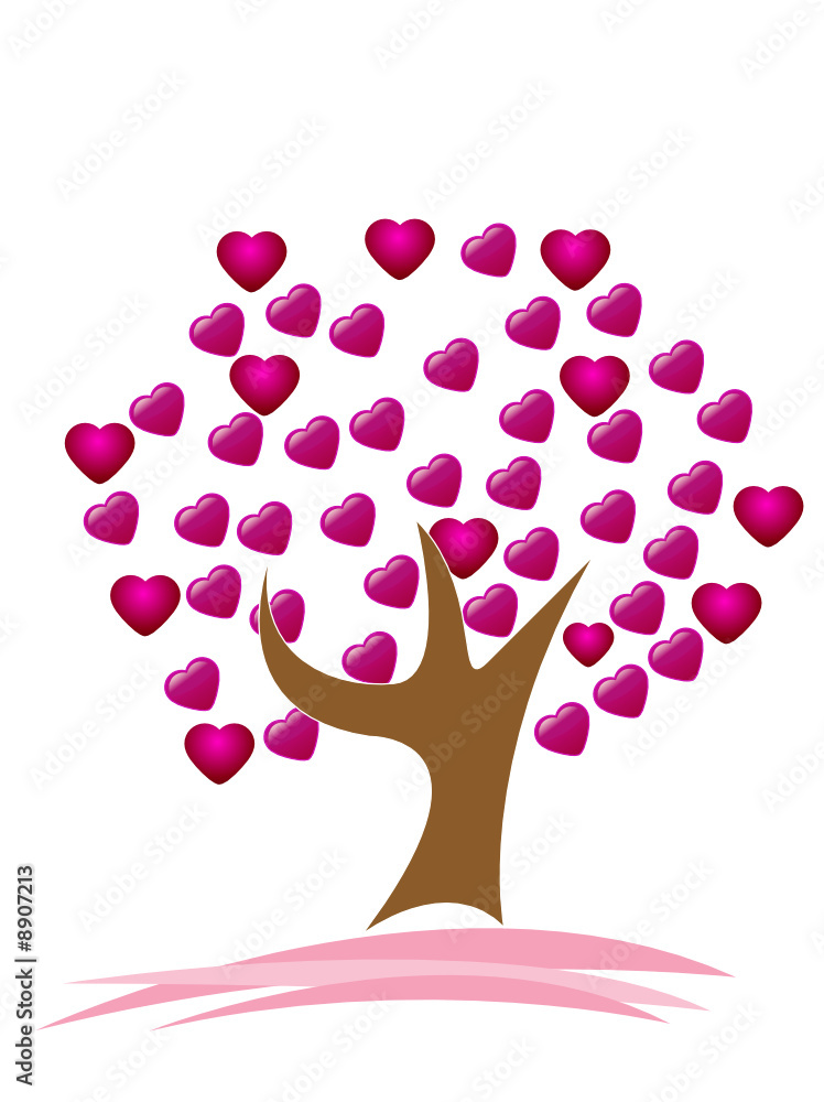 Abstract Vector cute hearts tree