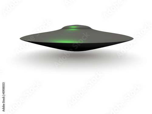 An isolated gray ufo with green tint on white background