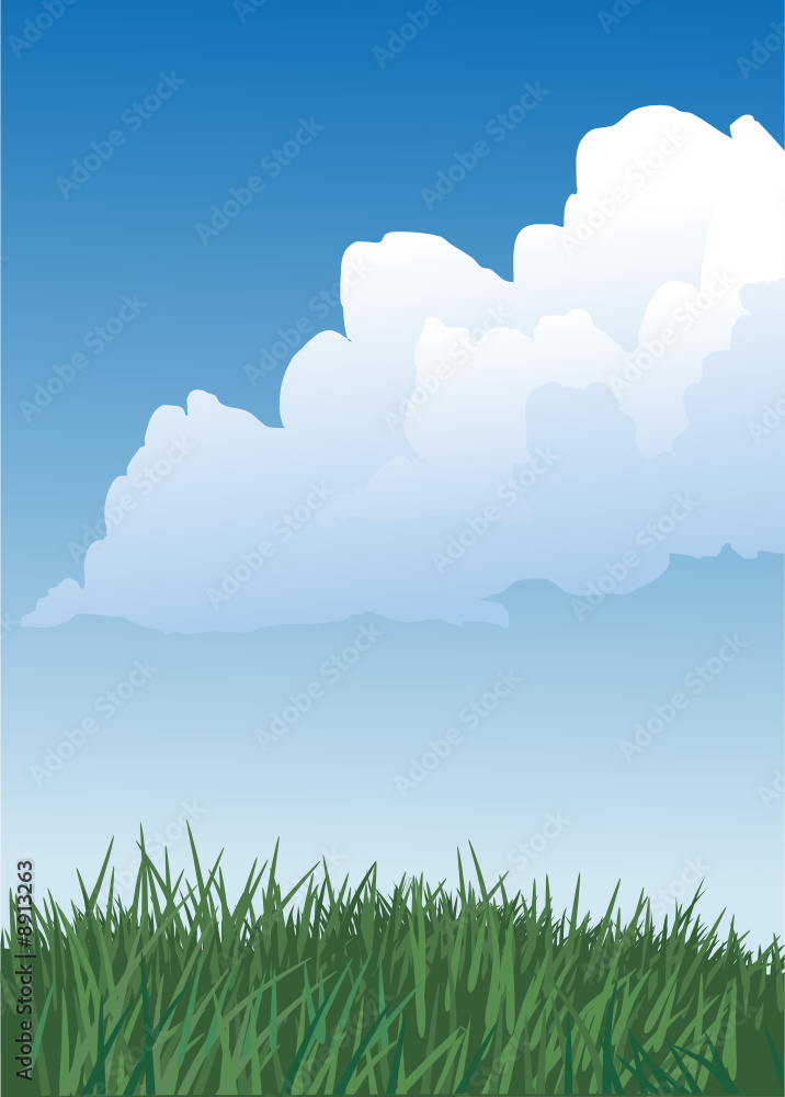 Grass and White Clouds