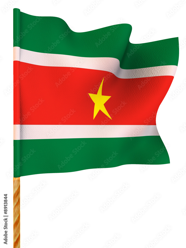 Flag. Surinam. 3d Flag. Surinam. 3d