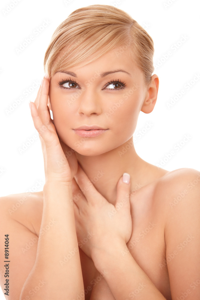 Portrait of beautiful young woman on white background Portrait of beautiful young woman on white background