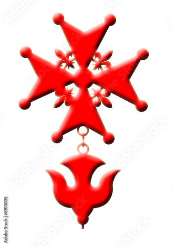 Canvas-taulu Hugenottenkreuz Hugenotten Kreuz Rot Relief