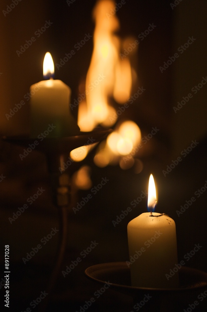romantic candles and fire