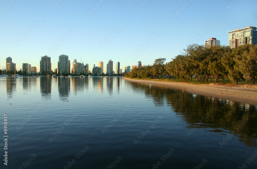 Fototapeta premium Main Beach Gold Coast Australia seen from Southport