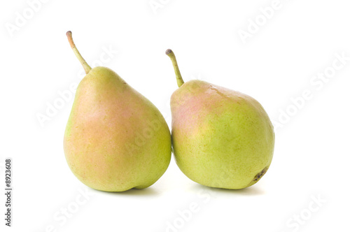 Two pears isolated on a white