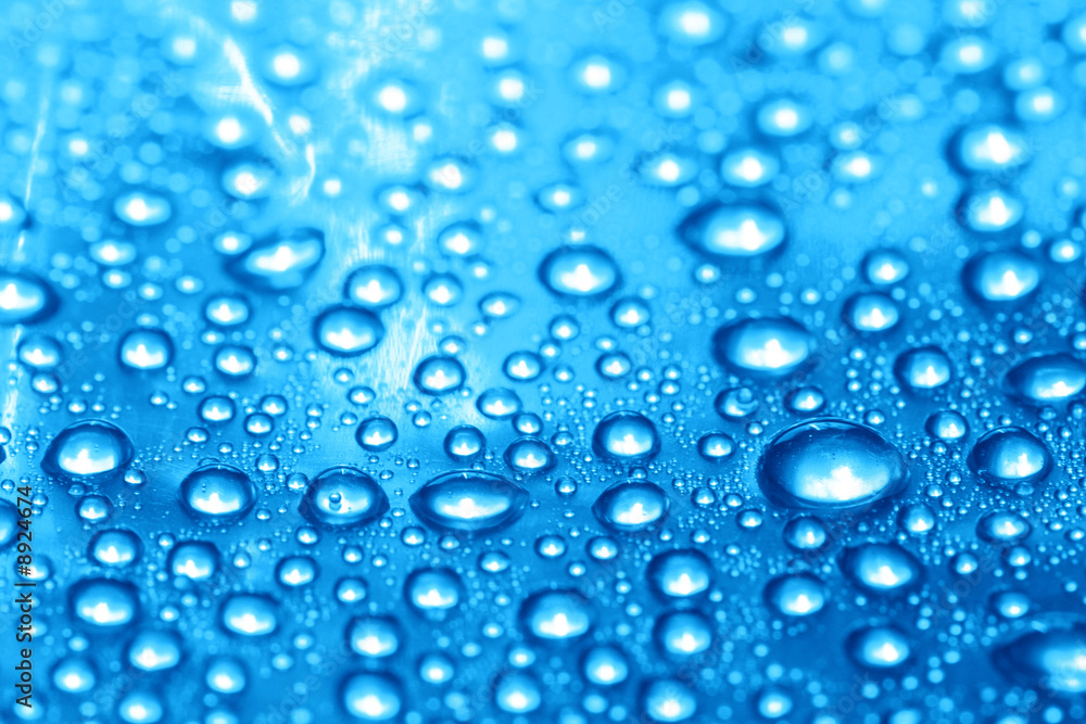 clean blue waterdrops macro background