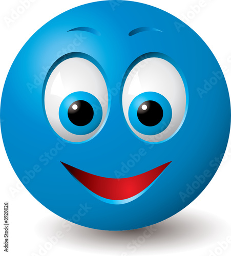 Vector: Happy blue smiley face (CMYK colors used)