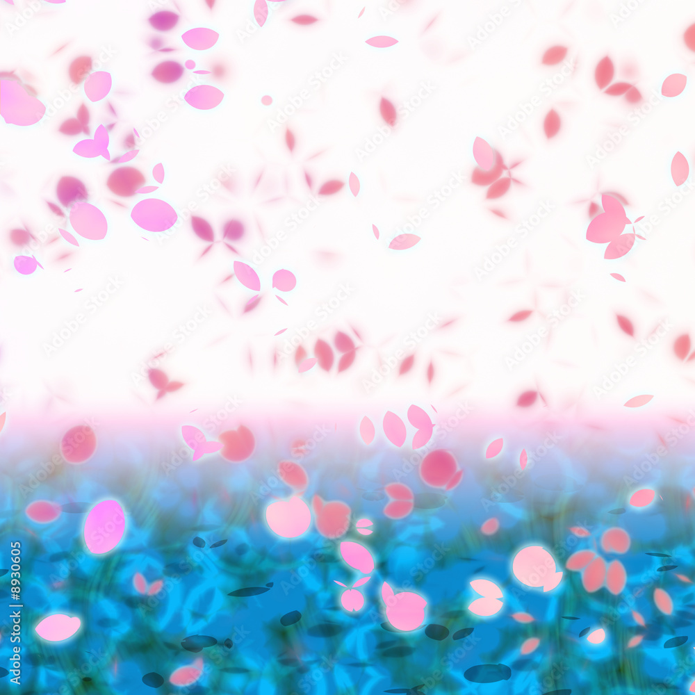 Blue Pink Sakura Asian Themed Cherry Blossom Background