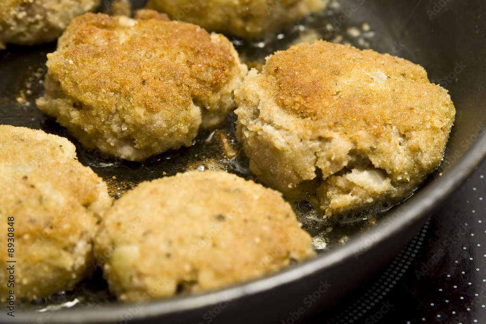 Round burgers made of pork minced meat Round burgers made of pork minced meat