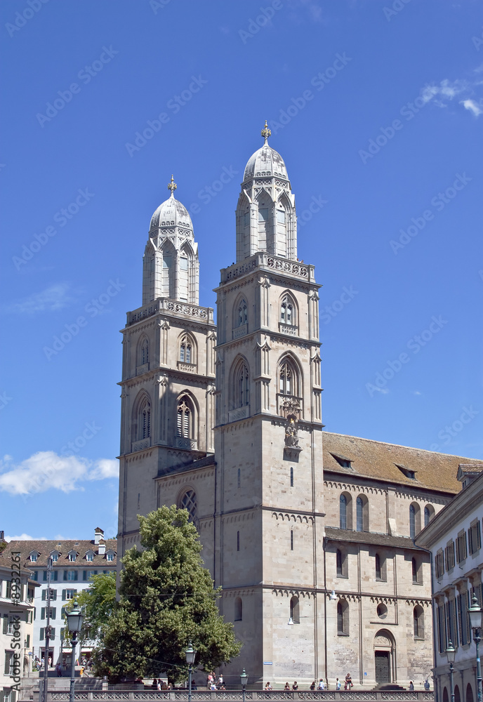 Famous Grossmunster church in Zurich, Switzerland