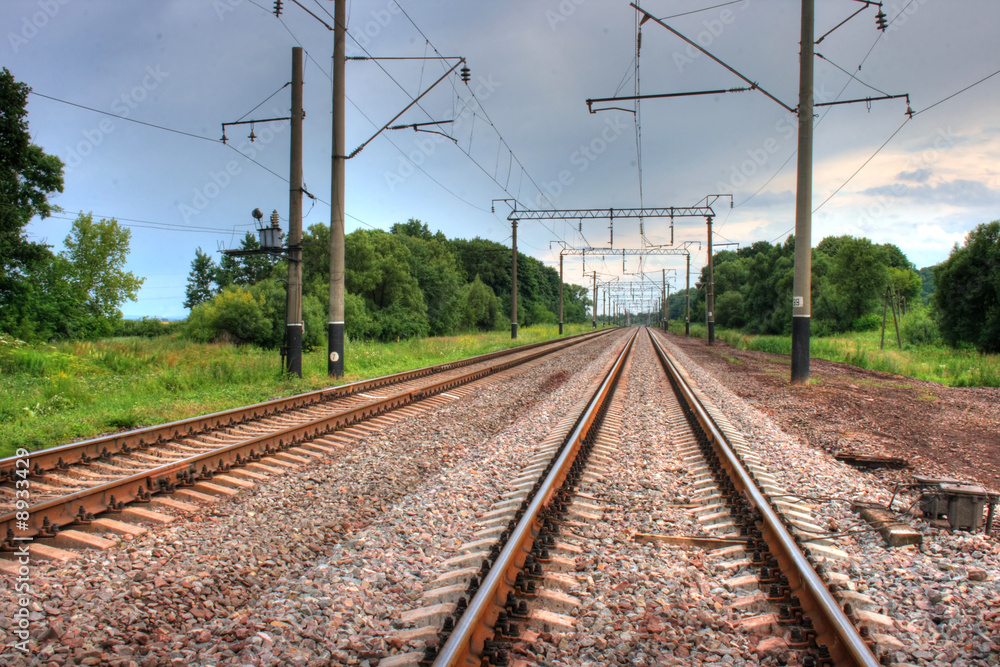 Railway track leading far onward