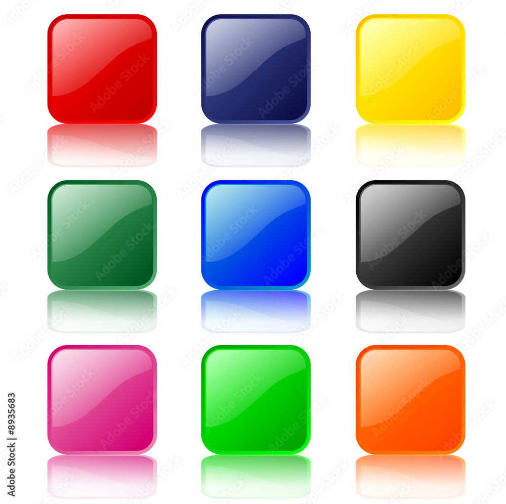 Square buttons with reflection Square buttons with reflection