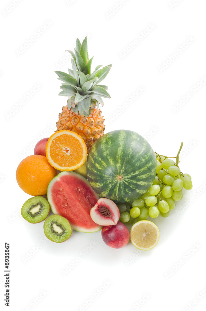 Fresh fruits isolated on a white background
