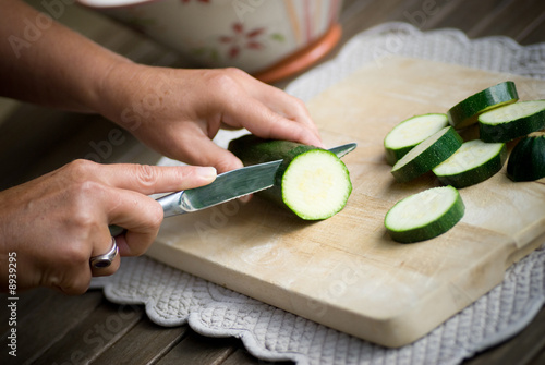 coupe de courgettes photo