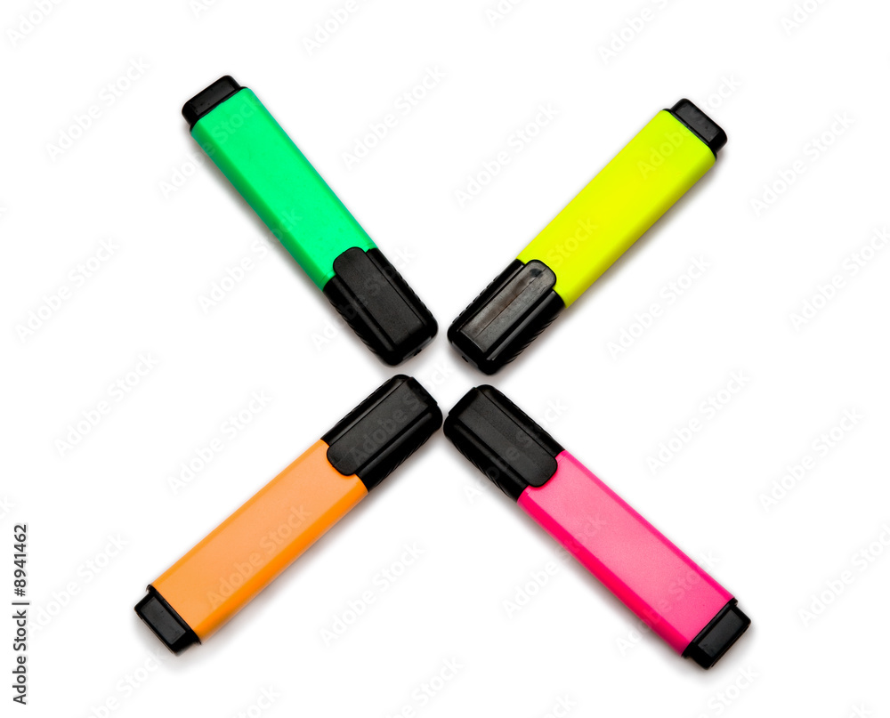Some colourful office marker on white background Some colourful office marker on white background