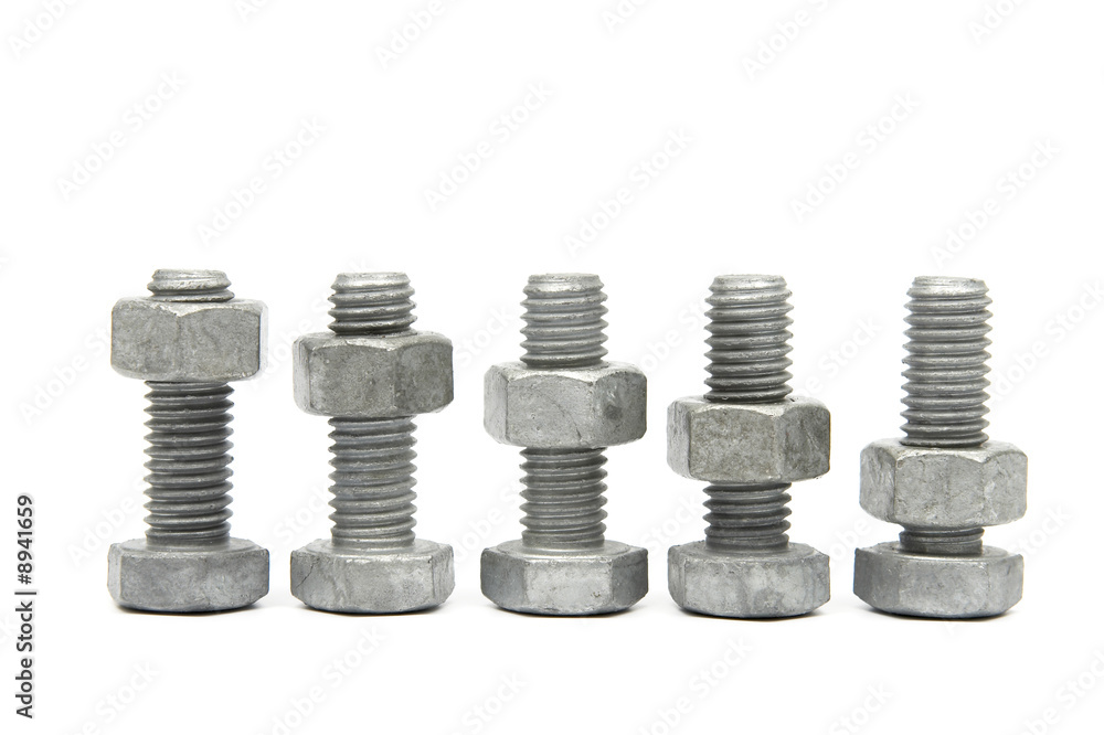 Nuts and Bolts on a white background Nuts and Bolts on a white background