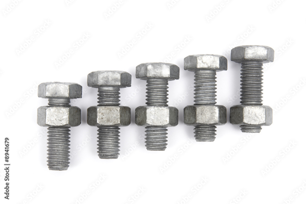 Nuts and Bolts on a white background Nuts and Bolts on a white background