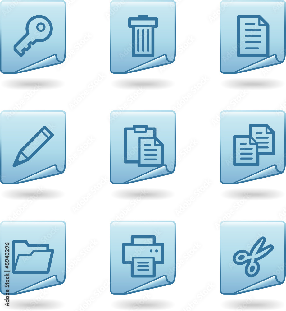 Document icons, blue sticker series Document icons, blue sticker series