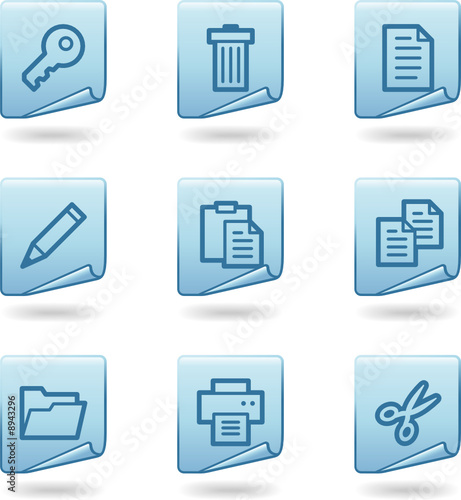 Document icons, blue sticker series