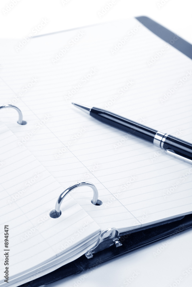 Notebook and pen, Ring Binder, with white background Notebook and pen, Ring Binder, with white background