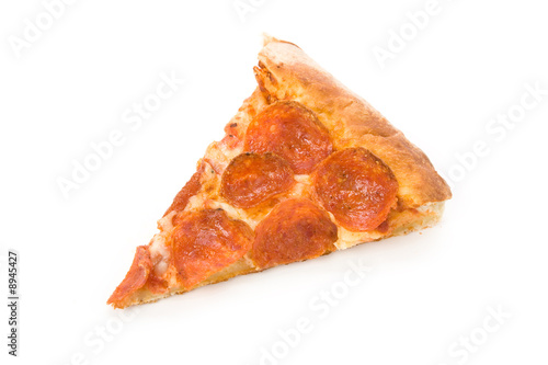 Cheese and sausage Pizza with white background, close up