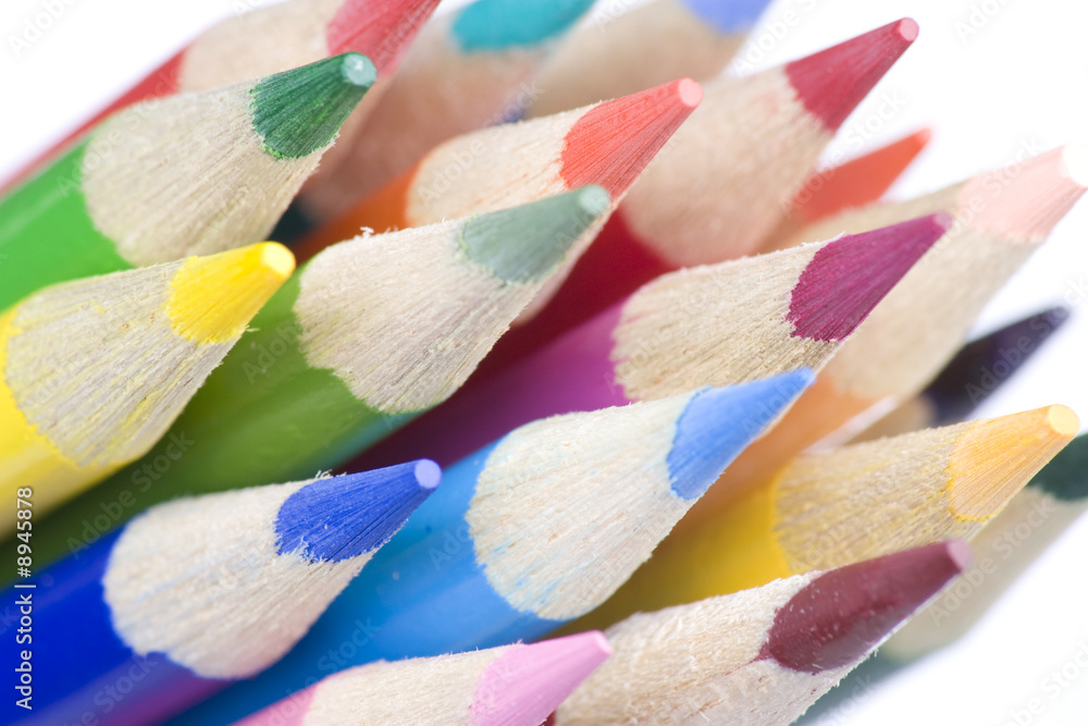 Colored Pencils Close Up With White Background Colored Pencils Close Up With White Background
