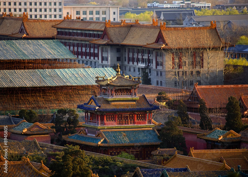 Blue Red Dragon Pavilion Forbidden City Beijing China photo