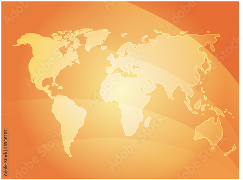 World map illustration with abstract wavy design