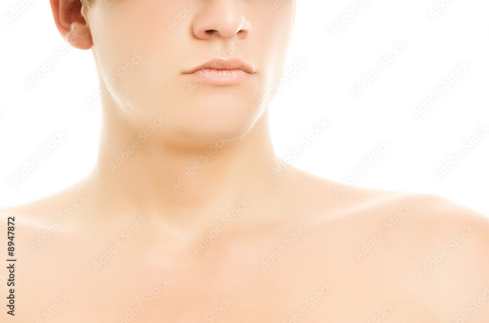 Handsome cyber man's face isolated on white background Handsome cyber man's face isolated on white background