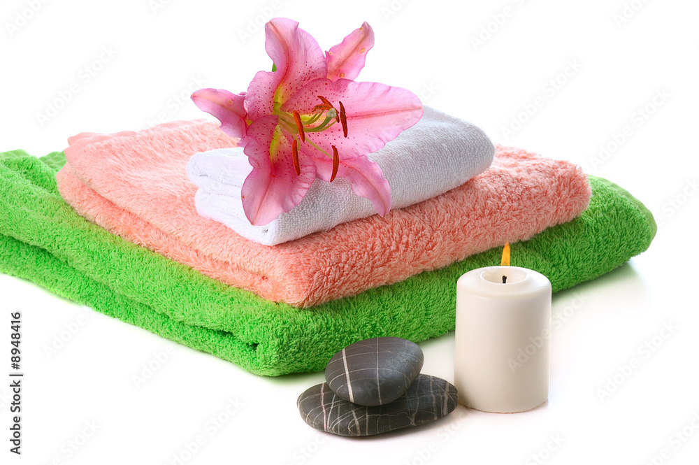 spa still life  on white background