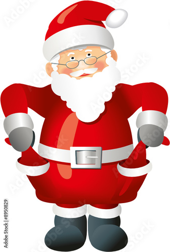 Weihnachtsmann zeigt leere Taschen