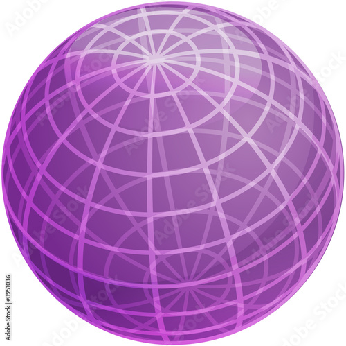 Blank glossy sphere with 3d grid pattern