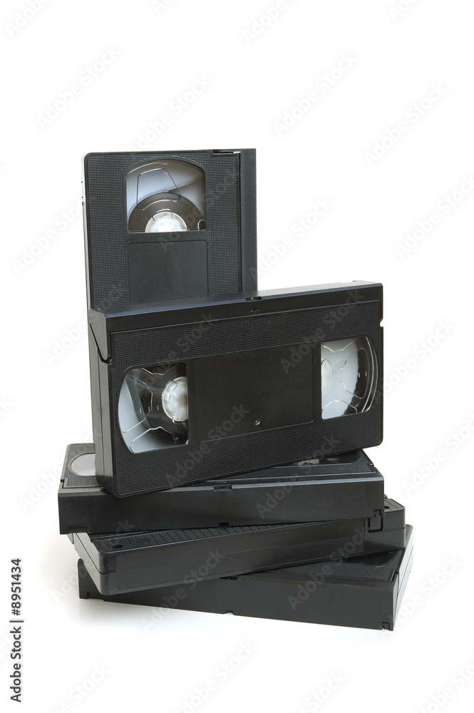 Group of video cassette tapes on white background Group of video cassette tapes on white background