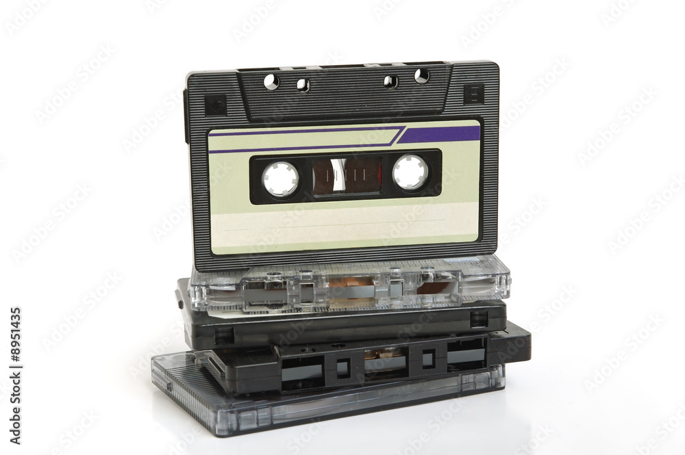 Group of cassette tapes on white background Group of cassette tapes on white background