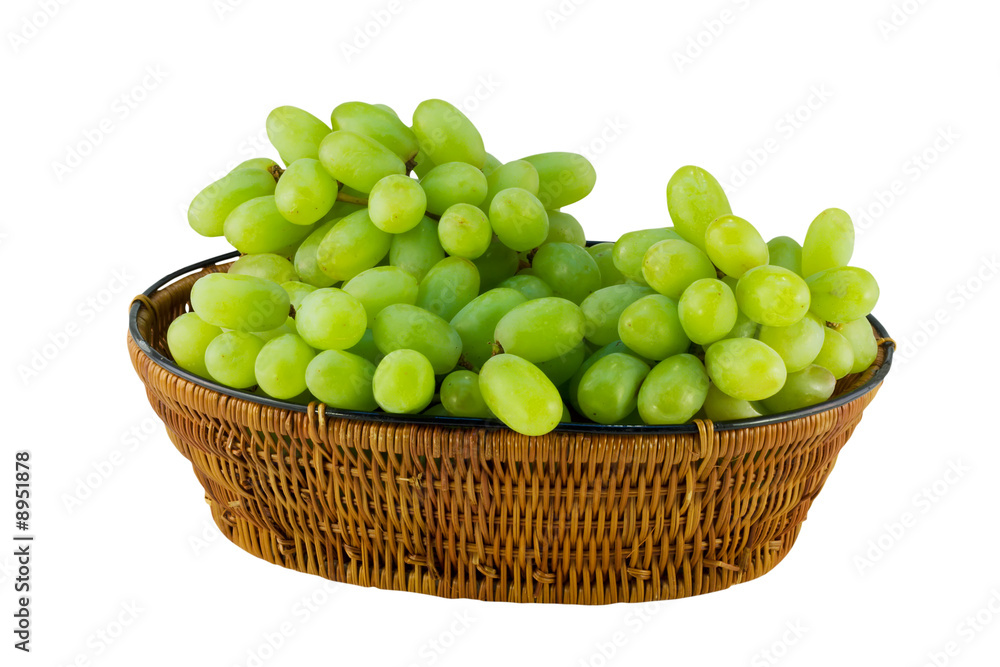 green, bunch grape basket on white with clipping path green, bunch grape basket on white with clipping path