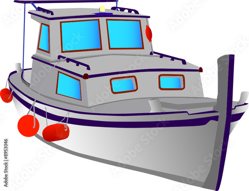vector - small fishing boat isolated on the white background