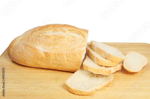 Cut bread on a bread board