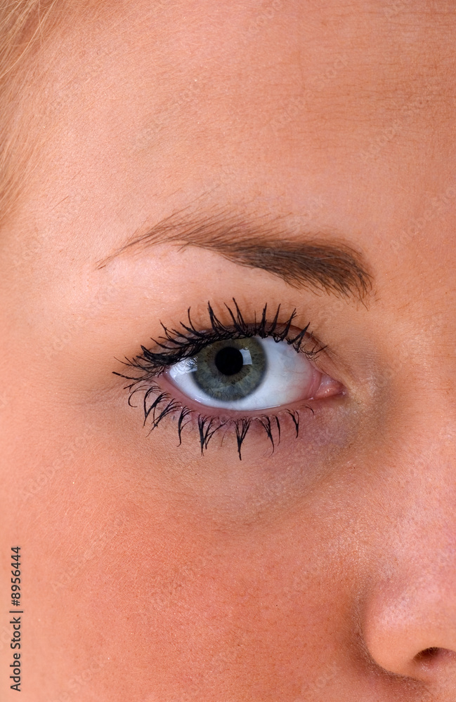 A close up of a beautiful female eye